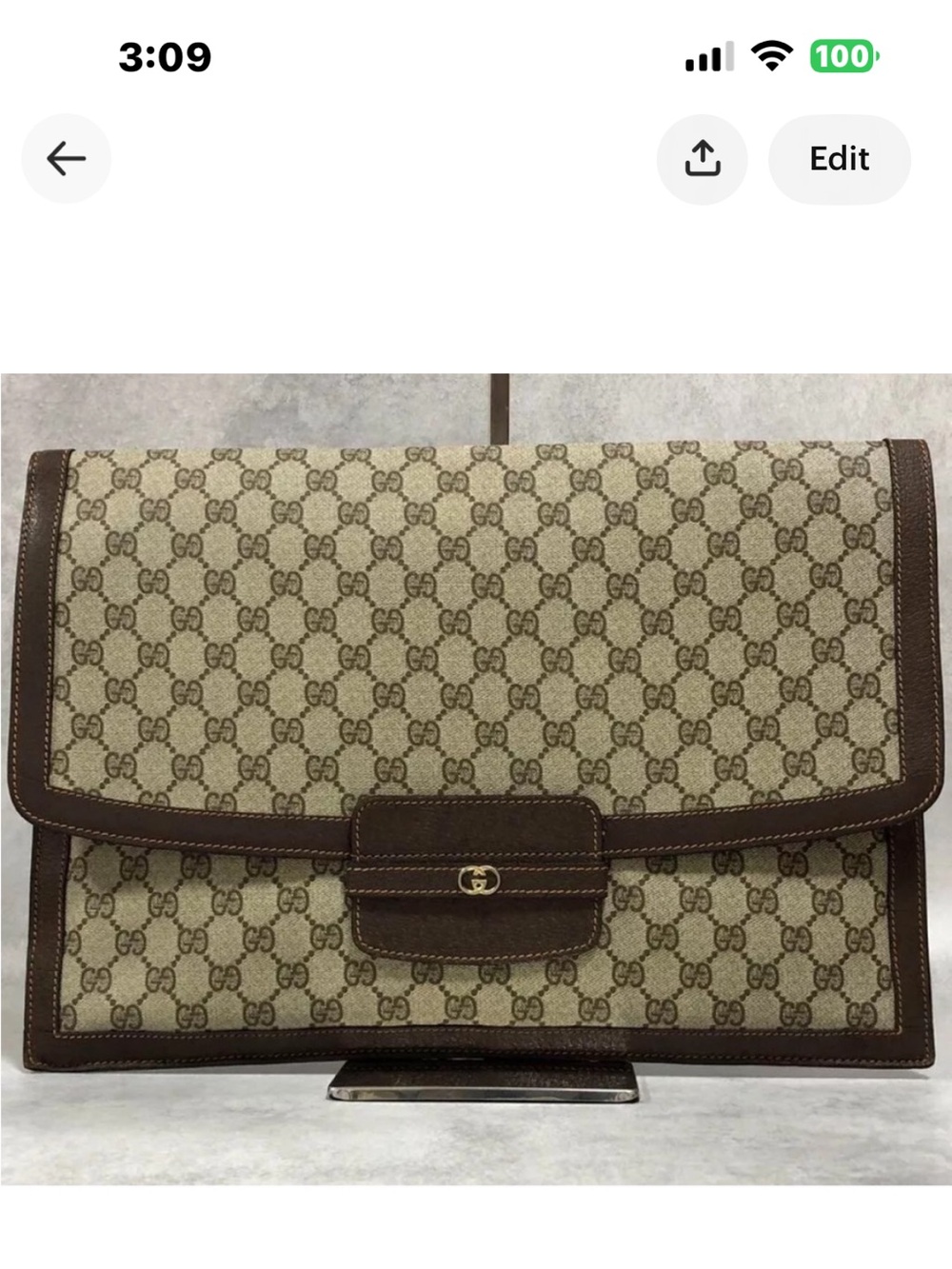 Authentic GUCCI GG Supreme vintage clutch document case hand bag interlo…